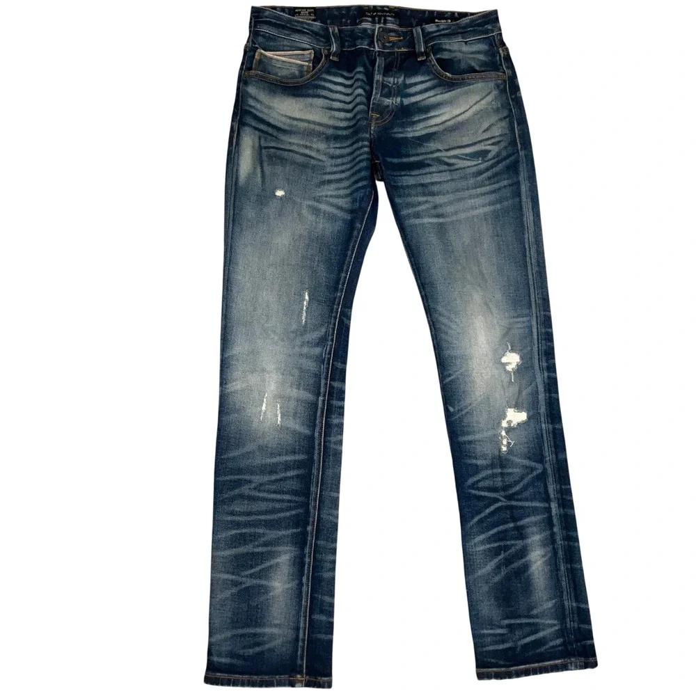 Cult of Individuality Jeans Mens 31x34 Blue Buckle 8 Distressed Slim
